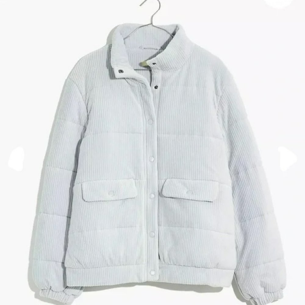 Size Large Madewell Snap-Front Sweatshirt Puffer Jacket